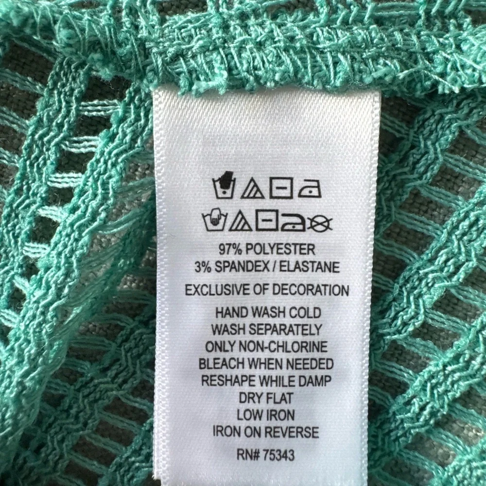 HAUTE HIPPIE GREEN MESH CROCHET DRESS SWIMSUIT BEACH POOL COVER UP COVERUP SZ L - Picture 6 of 7